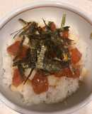 ごま卵醤油が旨い、マグロと山芋の角あえ丼