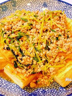 厚揚げの豆苗ひき肉あんかけ(^^)♡-レシピのメイン写真