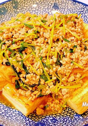 厚揚げの豆苗ひき肉あんかけ(^^)♡-レシピのメイン写真