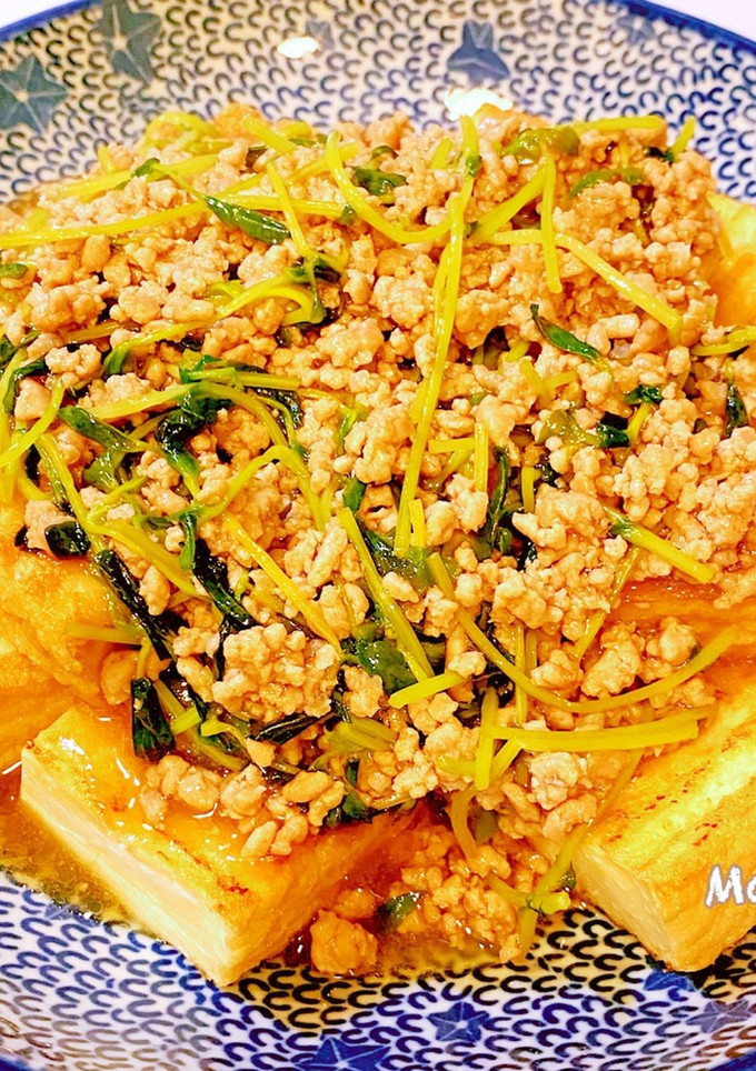 厚揚げの豆苗ひき肉あんかけ(^^)♡-レシピのメイン写真