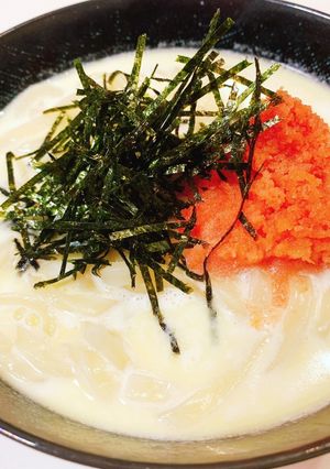 簡単豆乳で作る♡明太クリームうどん-レシピのメイン写真