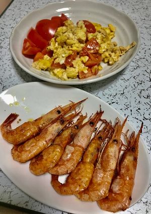 甘エビのオリーブ焼＆スクランブルエッグ-レシピのメイン写真