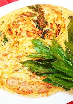 明日葉とツナ缶で♪そうめんチヂミ♪-レシピのメイン写真