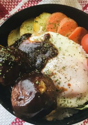 丼弁当●ミートボールでロコモコ丼風弁当-レシピのメイン写真