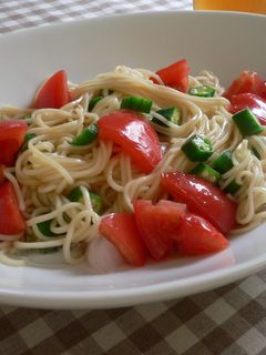 オクラとトマトのめんつゆ冷やしそうめん-レシピのメイン写真