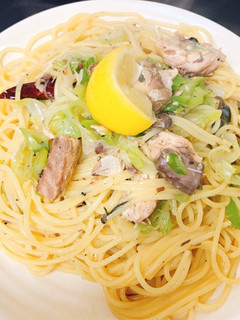 鯖缶とネギのレモンペペロンチーノ-レシピのメイン写真