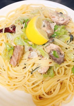 鯖缶とネギのレモンペペロンチーノ-レシピのメイン写真