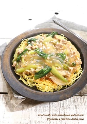 チンゲン菜とひき肉のあんかけ焼きそば-レシピのメイン写真