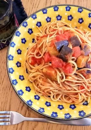 バジル香る❗茄子のトマトパスタ-レシピのメイン写真