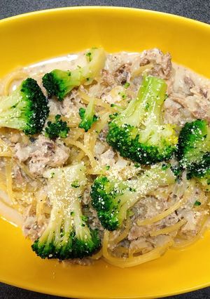 鯖缶⑩冷凍野菜で簡単豆乳パスタ-レシピのメイン写真