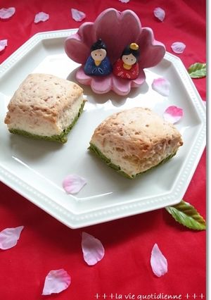 【ひな祭り】苺と抹茶で菱餅風スコーン-レシピのメイン写真