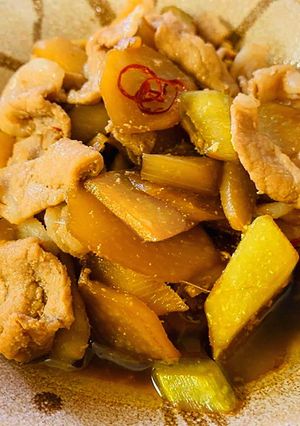 ウドと豚肉の田舎風甘辛煮「おうち居酒屋」-レシピのメイン写真