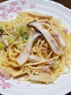 ツナ缶の和風パスタ(エリンギ、キャベツ)-レシピのメイン写真