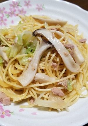 ツナ缶の和風パスタ(エリンギ、キャベツ)-レシピのメイン写真