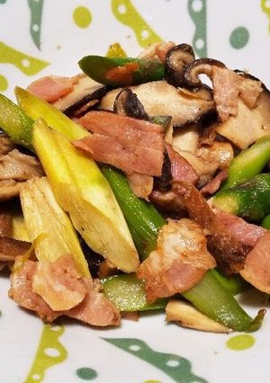 アスパラベーコンしいたけのマーガリン炒め-レシピのメイン写真
