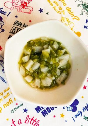 離乳食中期✩.*˚里芋といんげんのだし煮-レシピのメイン写真