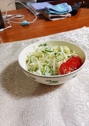 サラダに鍋の残りの長葱を入れました-レシピのメイン写真
