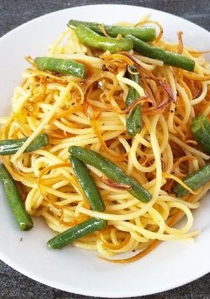 イカソーメンとインゲンのペペロンチーノ-レシピのメイン写真