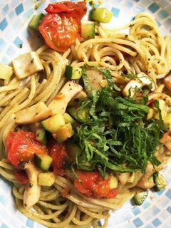 夏野菜とエリンギのさっぱりバジルパスタ-レシピのメイン写真