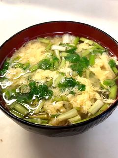 セリとかき玉のお味噌汁-レシピのメイン写真