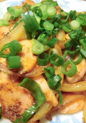 玉ねぎとギョニソのケチャップ炒め-レシピのメイン写真