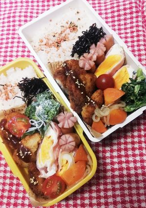 パパ弁当&ママ弁当♡チキンカツ3/4-レシピのメイン写真
