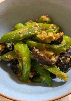 ししとうと椎茸の味噌柚子胡椒和え-レシピのメイン写真