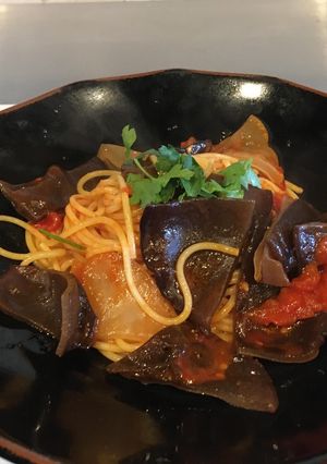 簡単・時短♪キクラゲのトマトパスタ-レシピのメイン写真