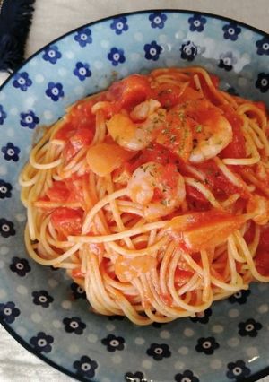 すぐ出来る❗海老と玉ねぎのトマトパスタ-レシピのメイン写真