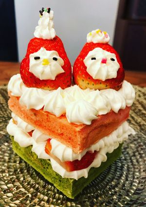 お雛様　三色　ケーキ-レシピのメイン写真