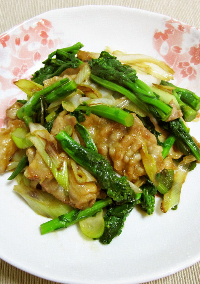 豚肉と長ねぎ、菜の花の和風炒め-レシピのメイン写真