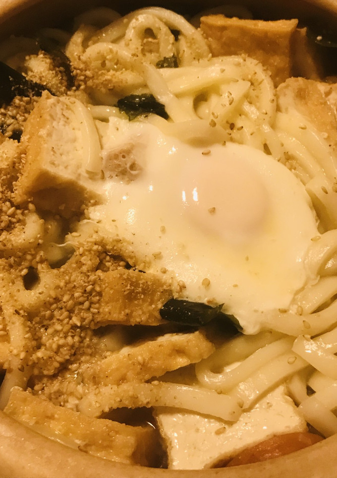 厚揚げ＆おとし卵のわかめ煮込みうどん-レシピのメイン写真