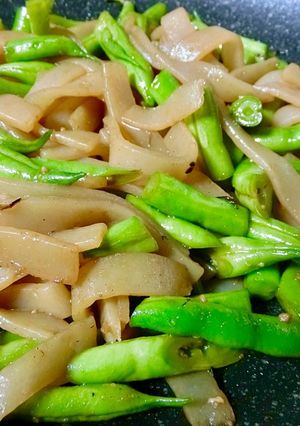 いんげん豆とこんにゃく焼き肉のタレ炒め-レシピのメイン写真