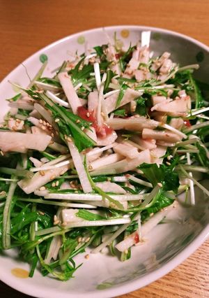 水菜と長芋の梅さっぱりサラダ-レシピのメイン写真