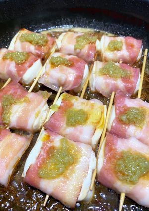 家事ヤロウ豆腐ベーコン巻串にんにく-レシピのメイン写真