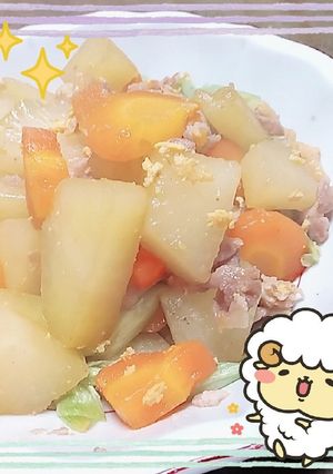 【出稼ぎメシ】根菜と豚こまの炊飯器煮-レシピのメイン写真