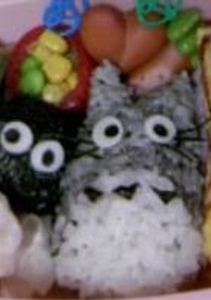 キャラ弁　トトロとまっくろくろすけ-レシピのメイン写真