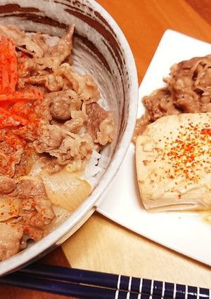 一石二鳥☆俺の牛丼＆煮汁de肉豆腐-レシピのメイン写真
