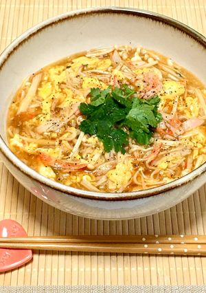 サッポロ一番で！カニたま酸辣湯麺-レシピのメイン写真