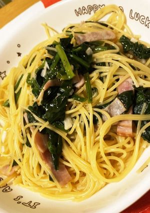 [時短]ほうれん草・ベーコン醤油パスタ-レシピのメイン写真