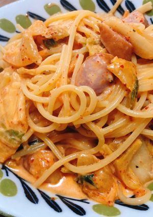 濃くうま！簡単クリームキムチーズパスタ-レシピのメイン写真