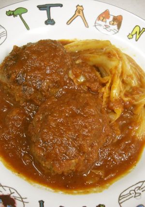 煮込みハンバーグとキャベツのトマトソース-レシピのメイン写真