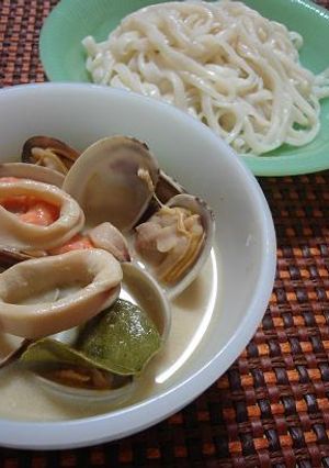 シーフード☆グリーンカレー　つけ麺-レシピのメイン写真