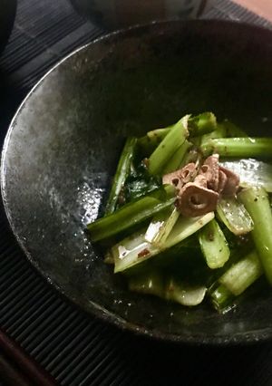 小松菜と食べるラー油のマヨソテー-レシピのメイン写真