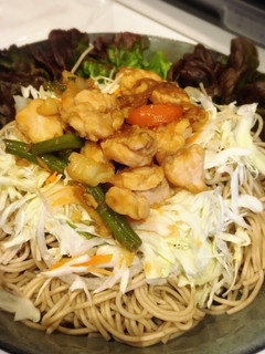 野菜と甘辛鶏肉のせ蕎麦-レシピのメイン写真
