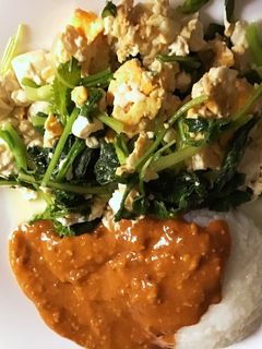 簡単 カブの葉で炒り卵豆腐-レシピのメイン写真