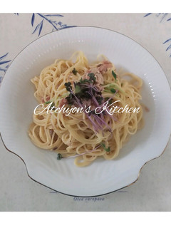 簡単!豆苗入りチーズクリームパスタ-レシピのメイン写真