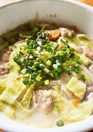 豚ばら豆乳スープパスタ♪-レシピのメイン写真