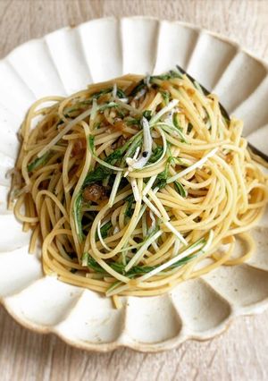 レンジでできる！しらすと水菜の和風パスタ-レシピのメイン写真