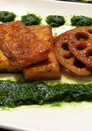 豆腐ステーキ♪春菊ソースで-レシピのメイン写真